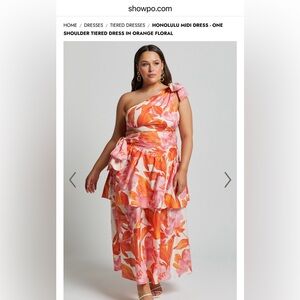 Showpo Orange Floral One Shoulder Dress